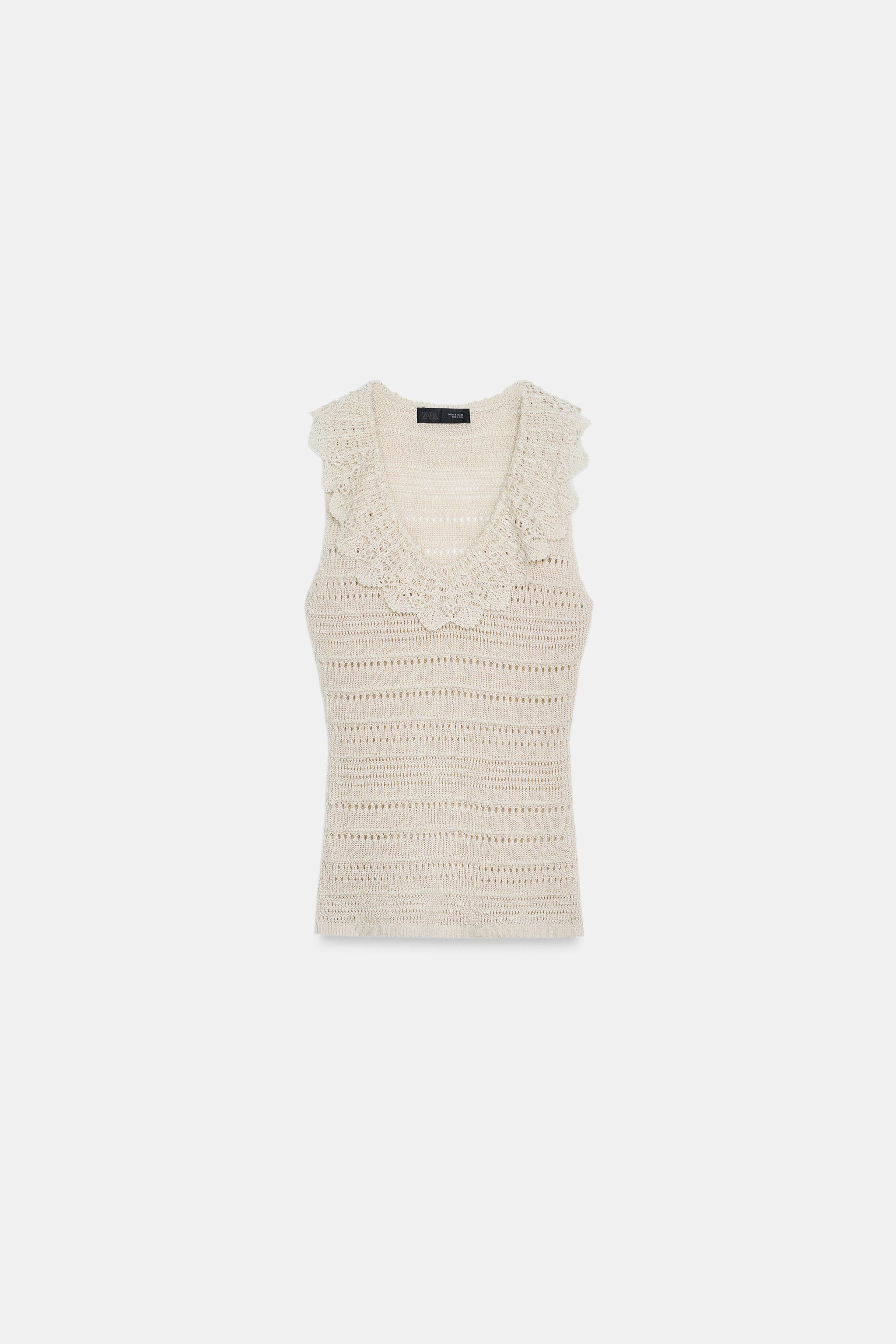 POINTELLE RUFFLE TOP